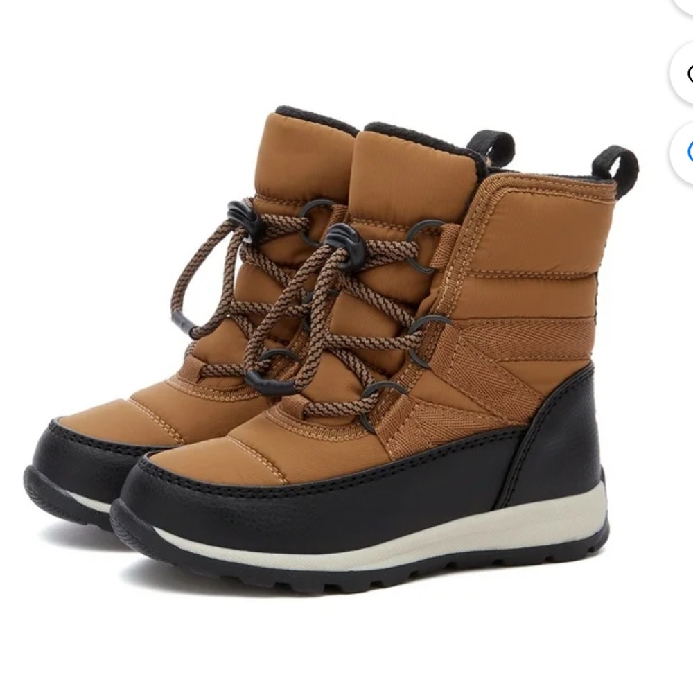 Kids Brown and Black Winter Snow Boots Size 10